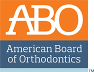 American Board of Orthodontics logo in orange, blue, and white